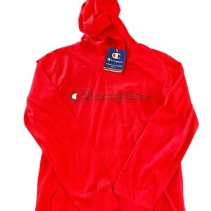 Champion Boy's Red Logo Long Sleeve Hoodie NWT Medium